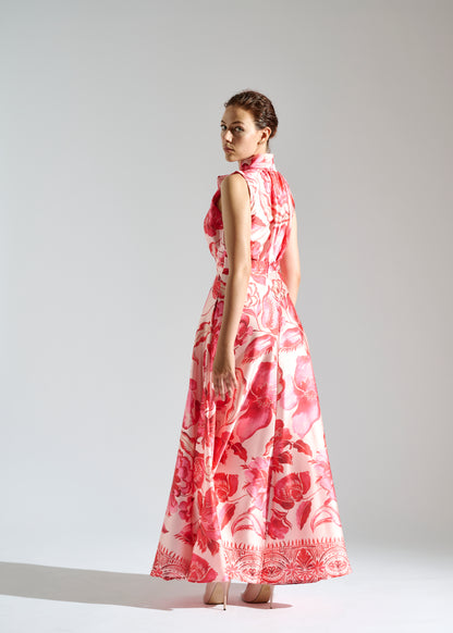 Dress Linda: Red and Pink Floral Dress