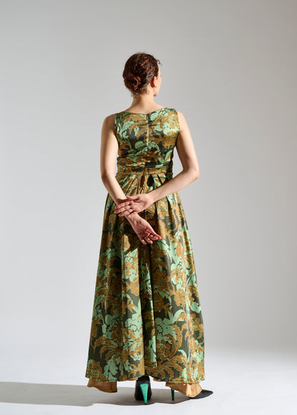 Dress Gio: Green and Gold Maxi Dress