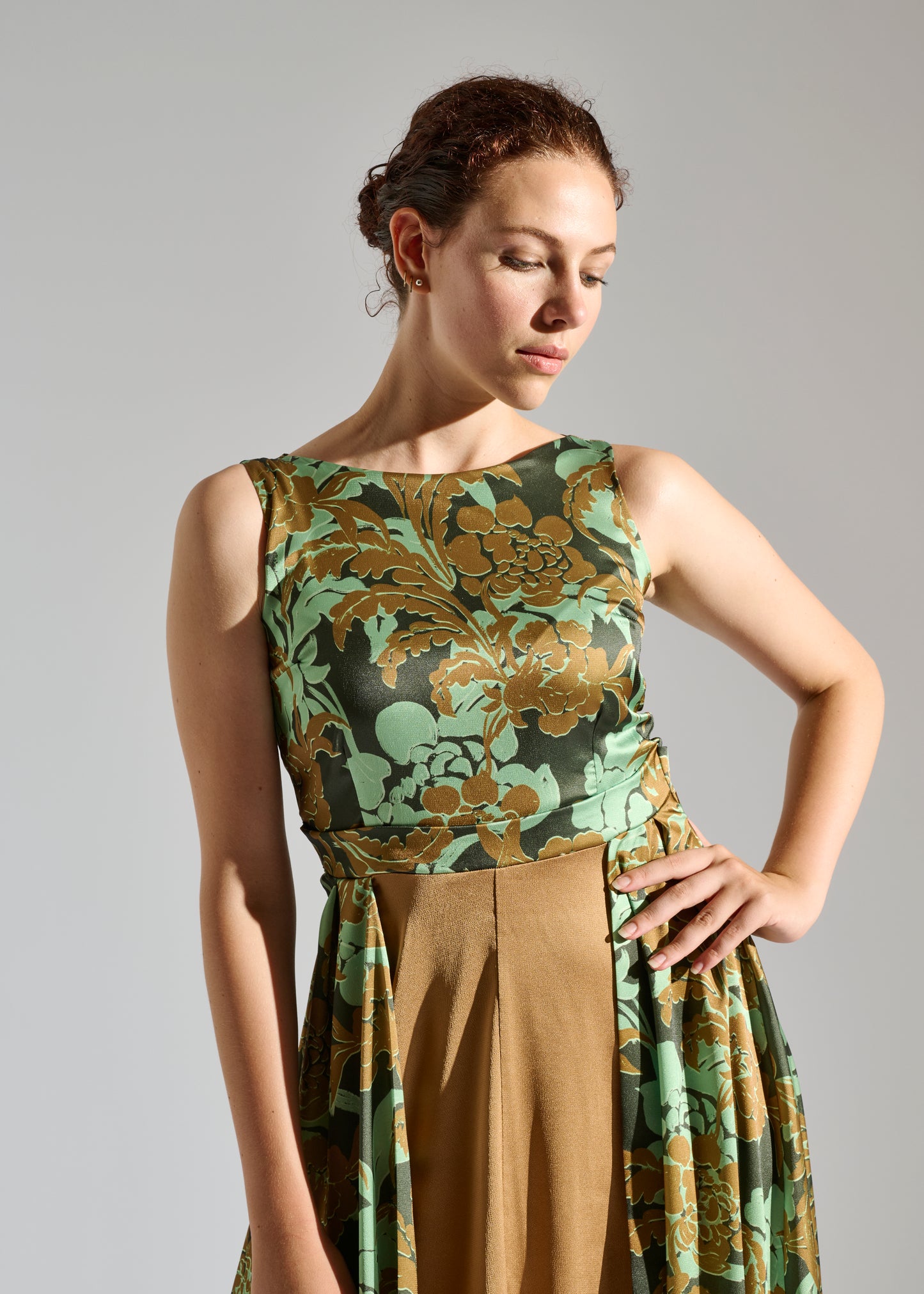 Dress Gio: Green and Gold Maxi Dress